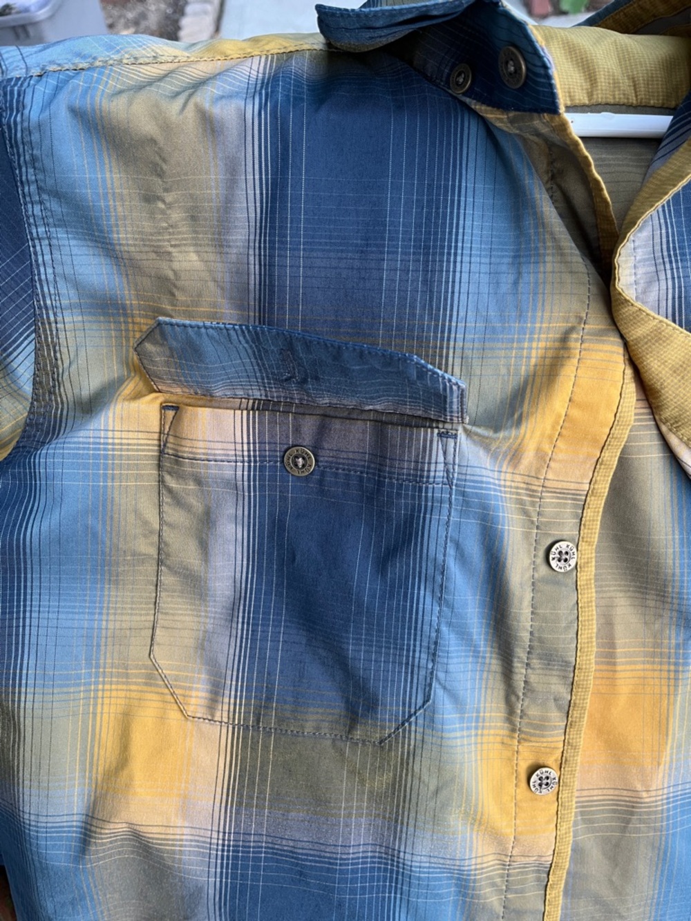 KÜHL Men's Blue and  Mustard Yellow Outdoor Button Front Shirt Size S - Picture 9 of 10